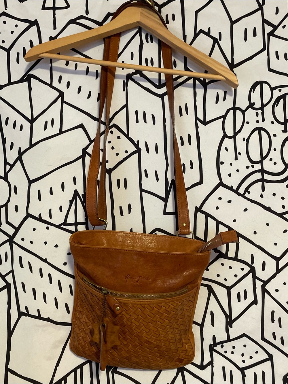 Tan Woven Leather Crossbody Bag aninimo Florentino